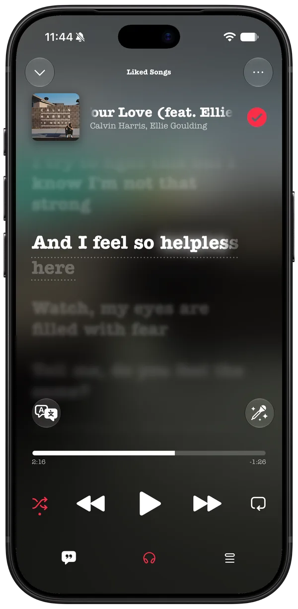 Lyrics in a custom font